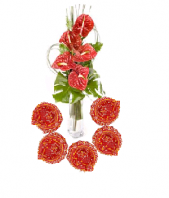 Oriental Flame with Floral Designed Earthen Diyas Gifts toCox Town, Combinations to Cox Town same day delivery