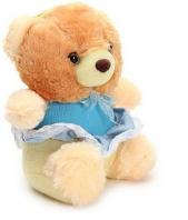 Brown Teddy With Blue Frock Toy Gifts toAgram, teddy to Agram same day delivery