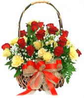 24 Yellow and Red Roses Gifts tomumbai, sparsh flowers to mumbai same day delivery