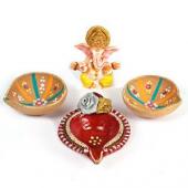 Divine Diya Set(Diwali) Gifts toHBR Layout,  to HBR Layout same day delivery