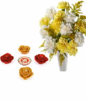 Blooming Friendship with Colorful Rose Diyas Gifts toShanthi Nagar,  to Shanthi Nagar same day delivery