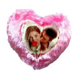 Photo Cushion with Pillow Pink in Heart Symbol