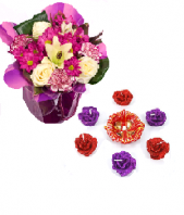 Purple Delight and Vibrant Rose Diyas Gifts toRT Nagar, Combinations to RT Nagar same day delivery
