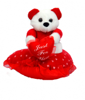 Small Teddy On Heart Pillow Gifts toIndira Nagar, teddy to Indira Nagar same day delivery