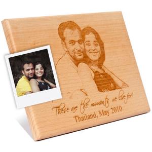 Wooden Engraved plaque for Couple Portrait