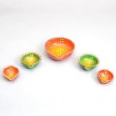 Orange and Green Colored Diya Set Gifts toCox Town, Diya Set to Cox Town same day delivery