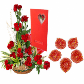 Regal Red  and Earthen Diyas with Swastik Gifts toPuruswalkam,  to Puruswalkam same day delivery
