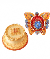 Butterscotch Cake with Butterfly Shaped Diya Gifts toHAL,  to HAL same day delivery