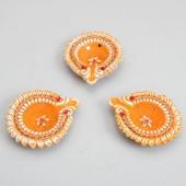 Yellow Colored Diya Sets Gifts toDomlur,  to Domlur same day delivery