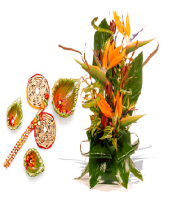 Rangoli and Diya Set with Spring Delight Gifts toAgram, combo to Agram same day delivery