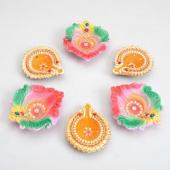 Multi colored Diwali Diya Set Gifts toCox Town,  to Cox Town same day delivery