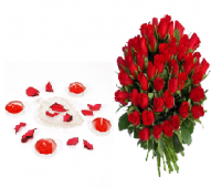Reds and Roses with Sophisticated Candles Gifts toJayanagar,  to Jayanagar same day delivery