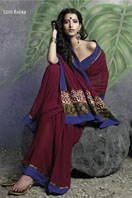 Printed Maroon Georgette saree With Blue Border Gifts toBidadi, sarees to Bidadi same day delivery