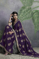 Stylish purple embroidery georgette saree Gifts toThiruvanmiyur, sarees to Thiruvanmiyur same day delivery