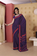 Printed purple georgette saree Gifts toMylapore, sarees to Mylapore same day delivery