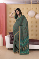 Elegant green printed georgette saree  Gifts toHAL, sarees to HAL same day delivery