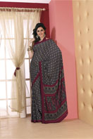 Cachy navy blue printed georgette saree Gifts toLalbagh, sarees to Lalbagh same day delivery