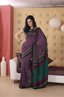 Fancy purple striped georgette saree, Gifts toBanaswadi, sarees to Banaswadi same day delivery