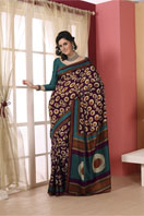 Purple printed tussar with chakra design Gifts toHebbal, sarees to Hebbal same day delivery